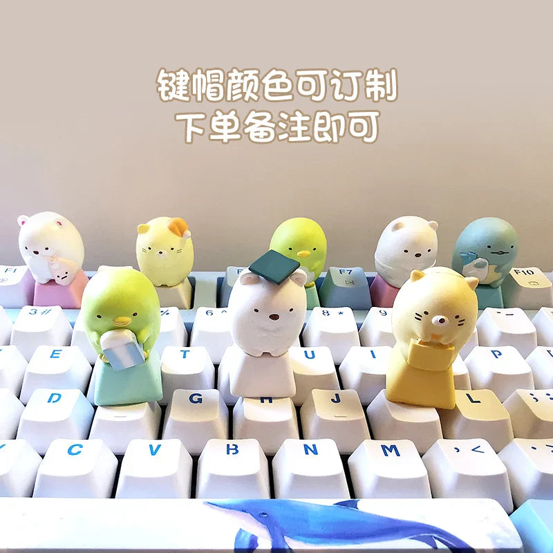 Animal Series Cute Keycap Diy Customized MX Switch Resin ESC Point Keycaps  Mechanical Keyboard Artisan Key Caps Girls Favorites