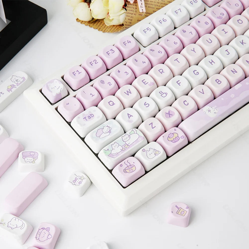95/132 Keys Cute Cartoon Animals Theme Keycaps MAO Profile DIY PBT Dye Sublimation Key Caps for Mechanical Keyboard MX Switch