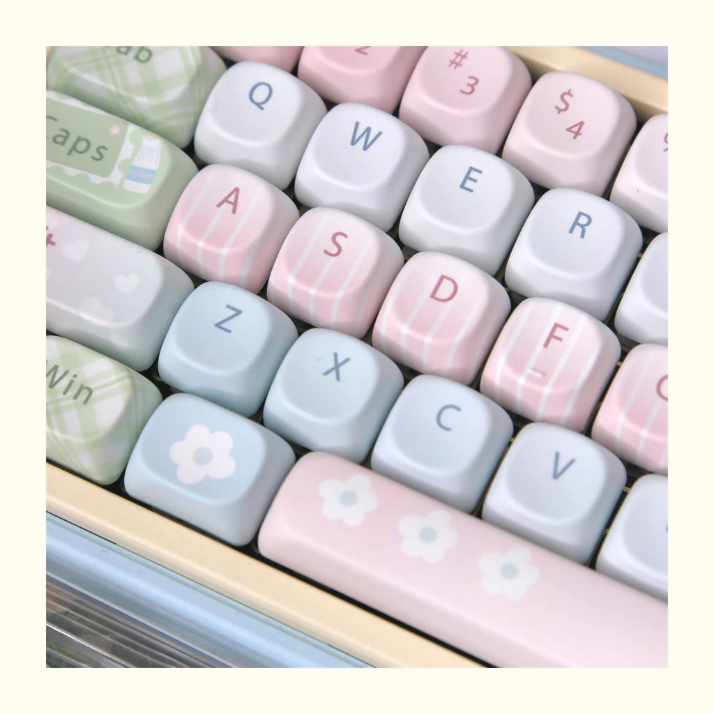 Mousse Mood Theme Keycap MOA Profile 131 Keys Cute Sweet Keycaps PBT Thermal Sublimation Macaron Color Mechanical Keyboard Cap