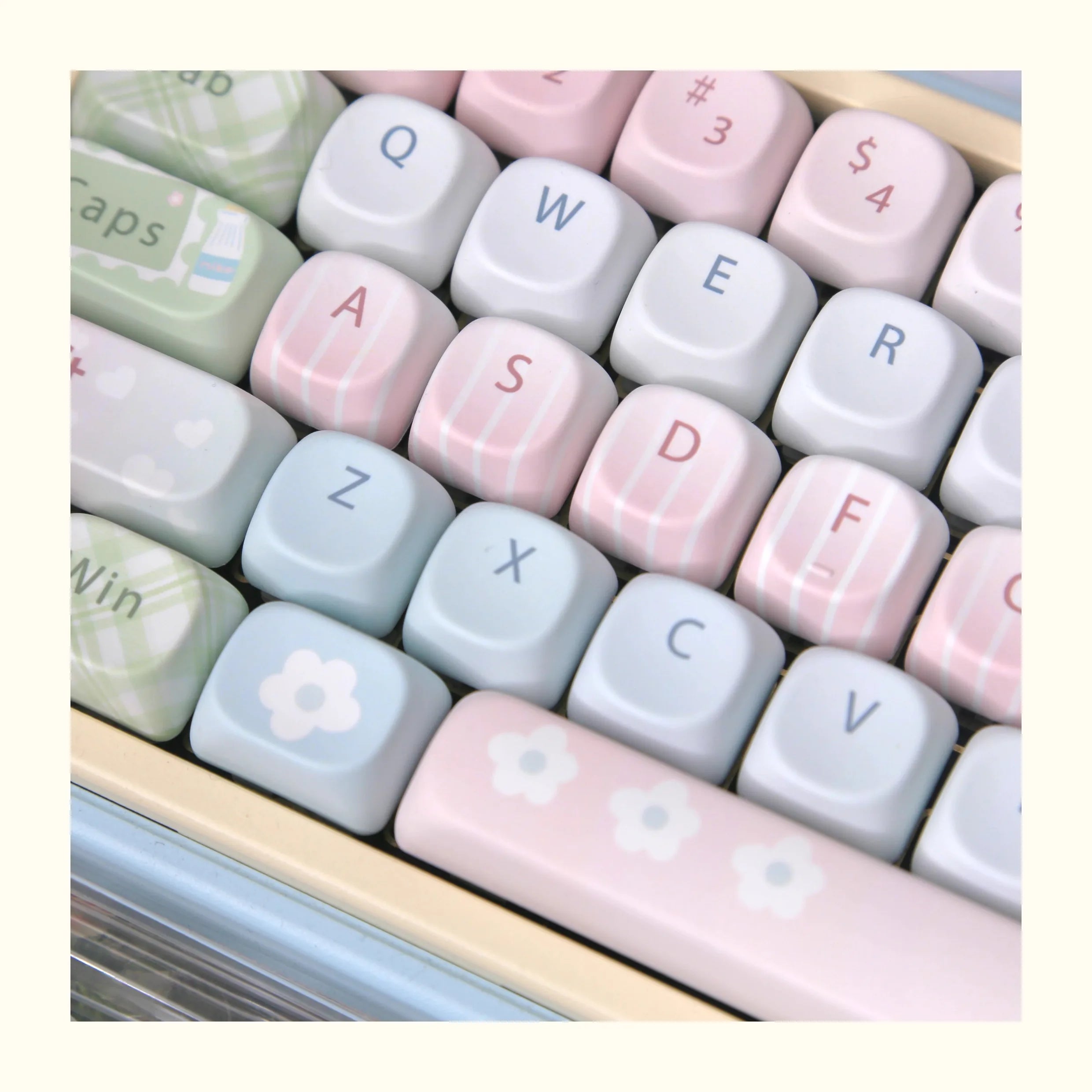 Mousse Mood Theme Keycap MOA Profile 131 Keys Cute Sweet Keycaps PBT Thermal Sublimation Macaron Color Mechanical Keyboard Cap