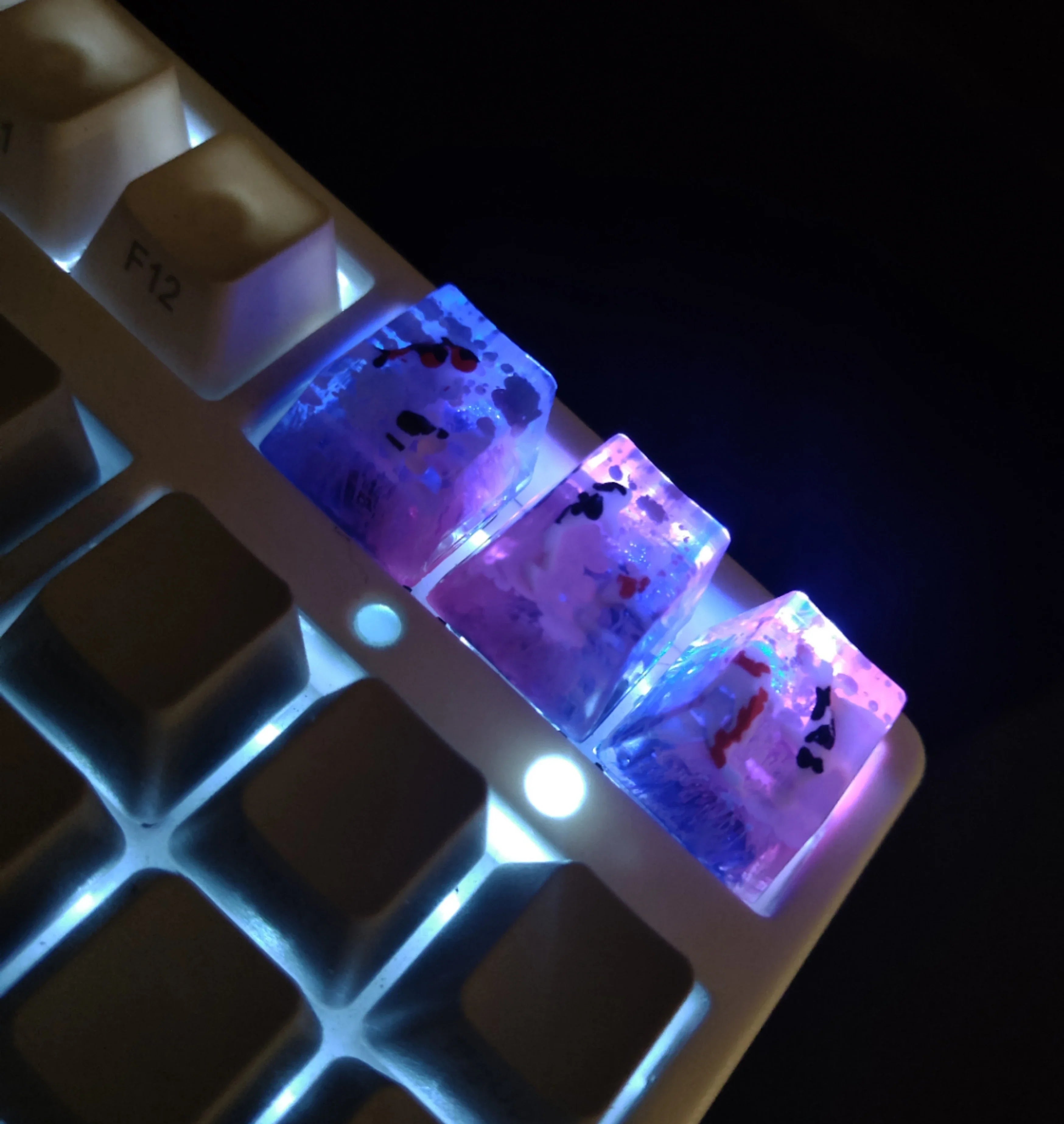 Handmade Keycaps Custom Scenery Koi 1U Resin Keycaps For Cherry Mx Switch Gamer Mechanical Backlit Keyboard Replace RGB Keycaps
