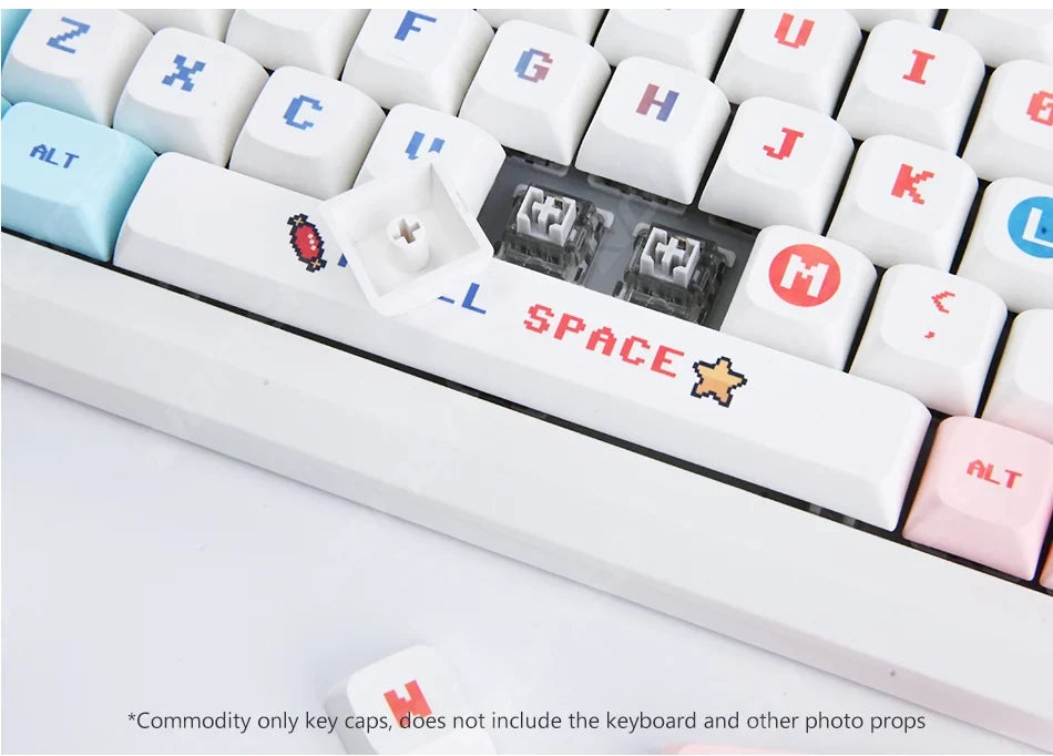 Candy Colorful 124 Keycaps XDA PBT Cartoon Keyboard Dye Sublimation for DIY Custom Mechanical Gaming Wear-Resistant Keycaps Kit