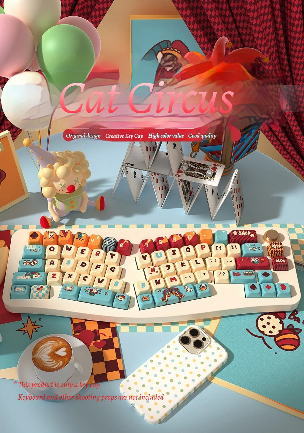 Cat Circus Original Keycaps Personalized Customization Pbt Thermal Sublimation Mechanical Keycaps Festival Gift