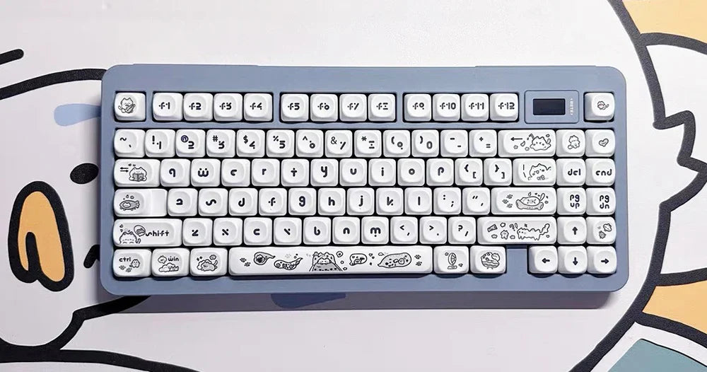Naught Cat Black White Keycap 140 Keys MOA Profile PBT Keycaps Dye Sublimation for MX Switch Gaming Mechanical Keyboard Keycap