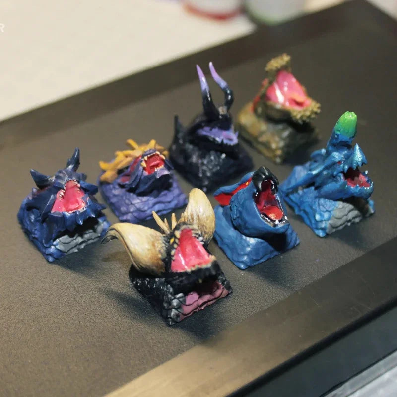Monster Hunter Themed Keycaps Gore Magala/Acid Glavenus Personalized Mechanical Keyboard Keycaps Cartoon 3D Resin Artist Keycaps