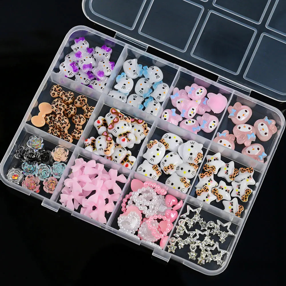 Kawaii Mixed Sanrio Y2k Nail Accessorie canvas Hello Kitty Pochacco Nail Rhinestone Gems Charms Manicure DlY Nail Parts for Girl