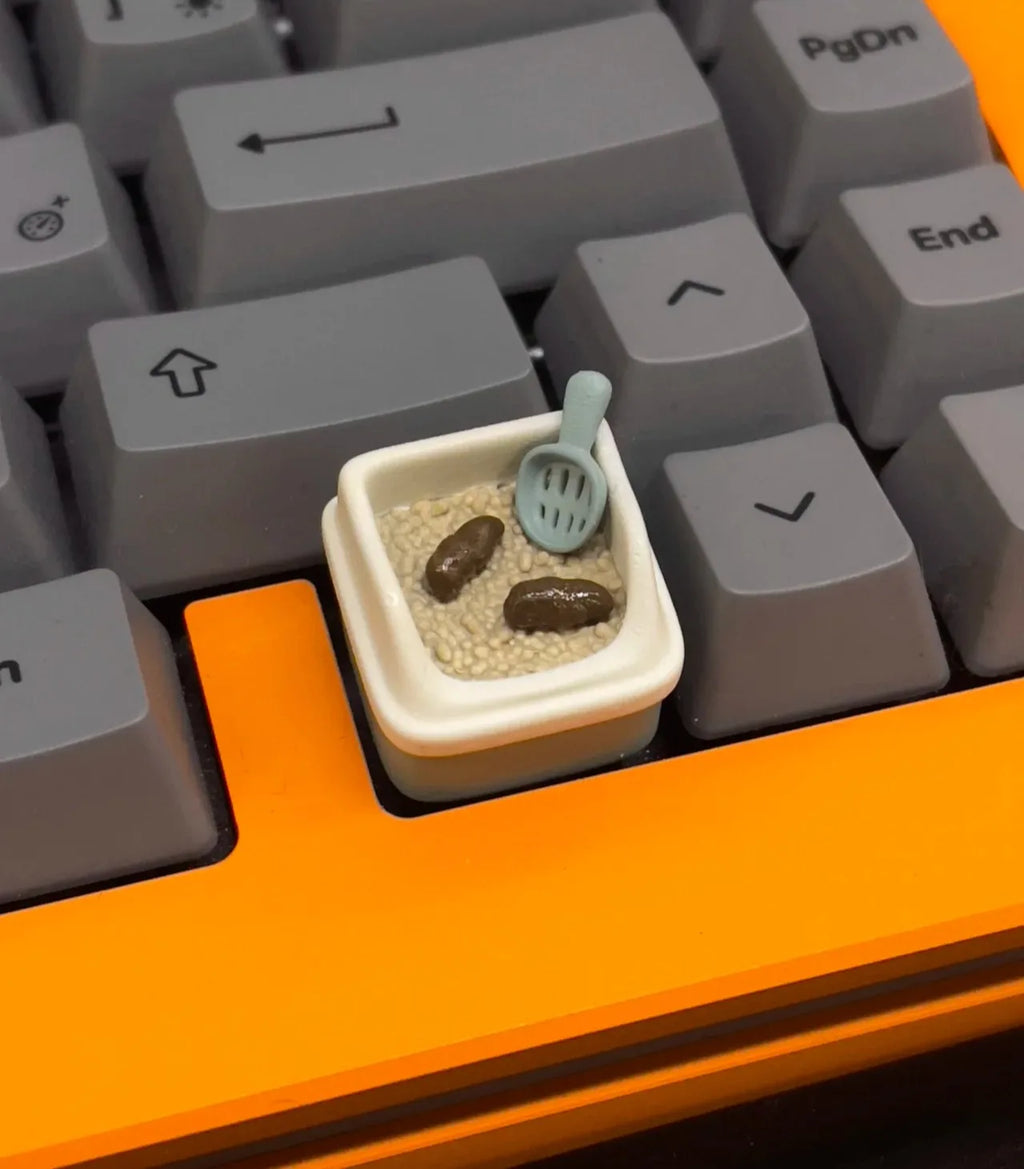 Cat litter box keycap shit shoveling officer funny cat shit  creative mechanical for friends