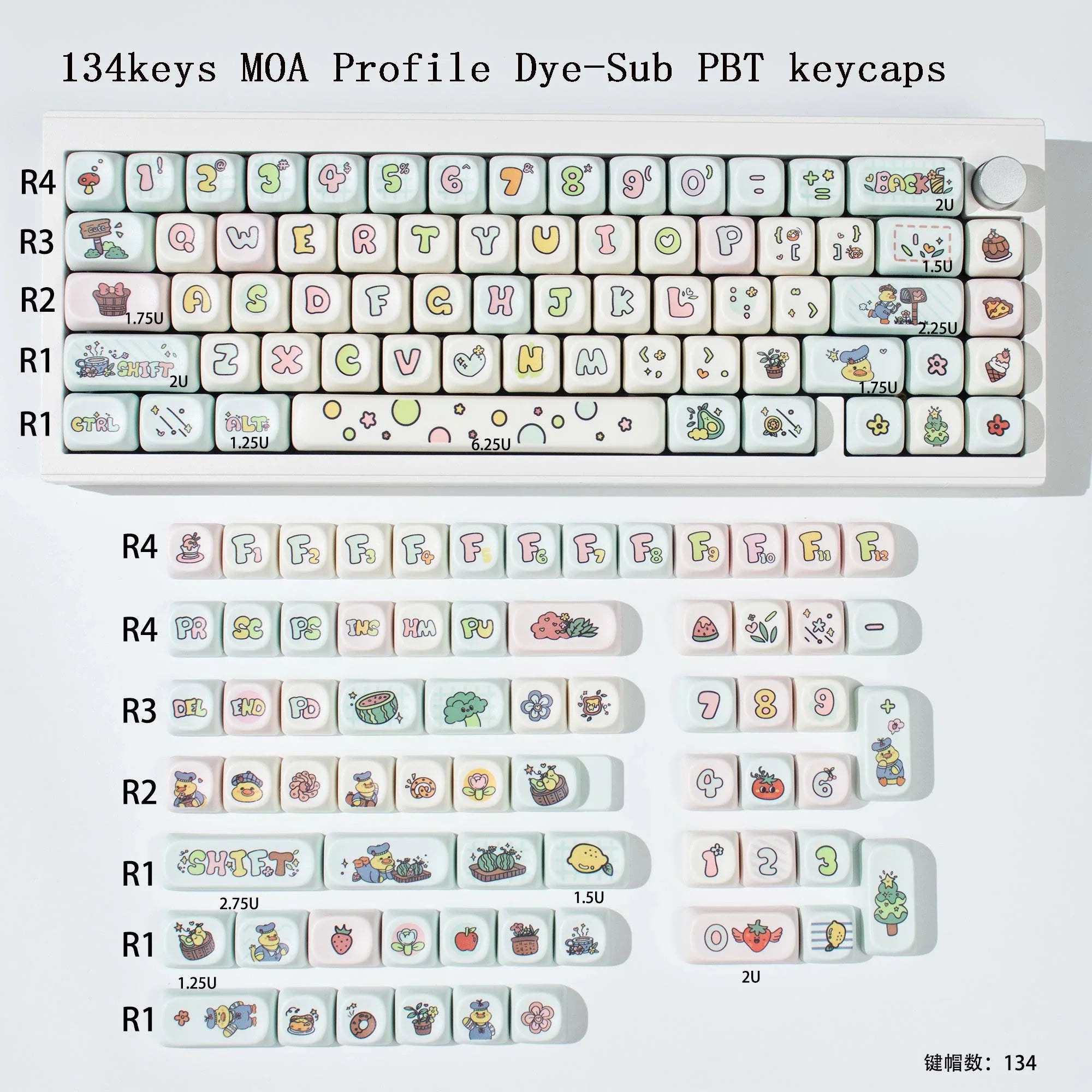 Cats and Puppies Keycaps MOA Profile Thermal Sublimation PBT Keycaps Personalized Cute Keycap For 64/104/108 Mechanical keyboard