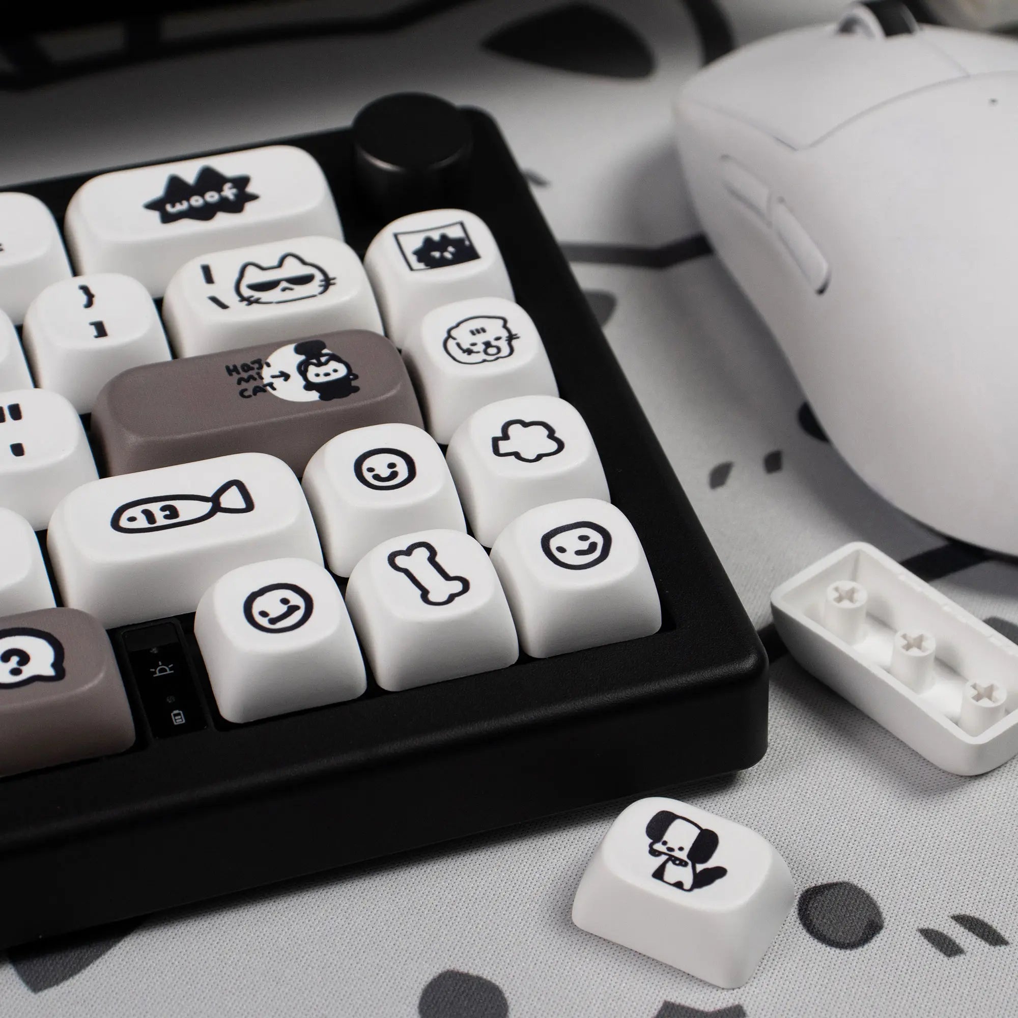 Cats and Puppies Keycaps MOA Profile Thermal Sublimation PBT Keycaps Personalized Cute Keycap For 64/104/108 Mechanical keyboard