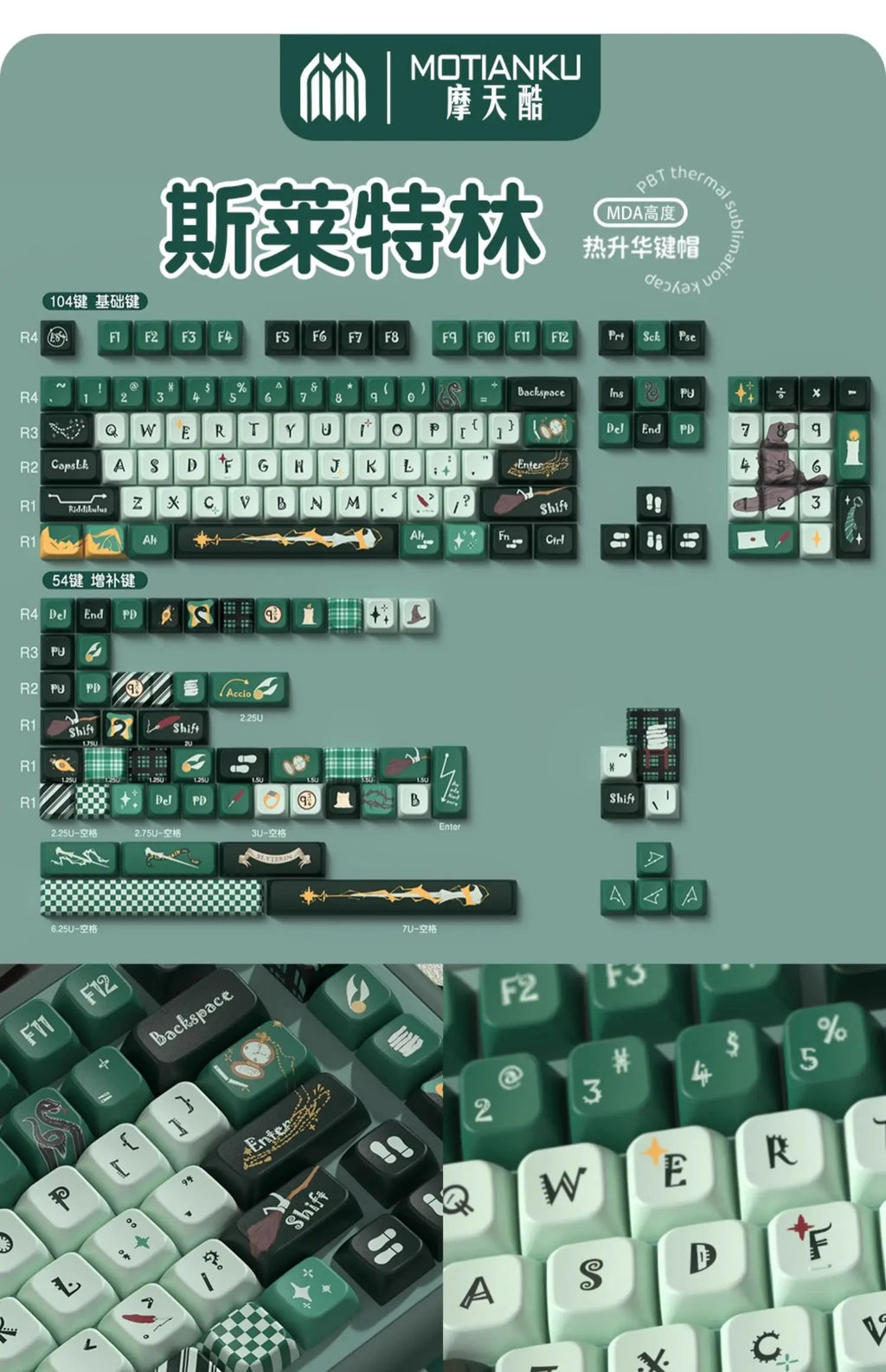 MDA Cartoon Personalized Keycap Set PBT Large Set Creative for MX Switch 60/84/90/104/108 Gaming Mechanical Keyboards
