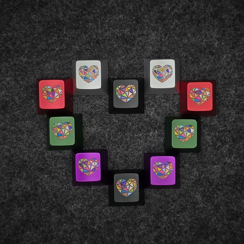 Glass Heart Keycap Custom Point Aluminum Alloy Color Glass Artisan Key Cap Cherry Profile MX Switch Mechanical Keyboard Keycap