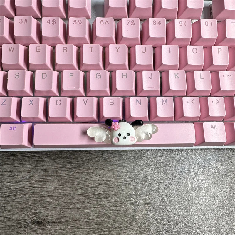DIY Cute Cartoon Hello Kt Kuromi Keycap 6.25u Spacebar Gaming Mechanical Keyboard Cross Axis Pink White Keycap 2.75 Shift Keycap
