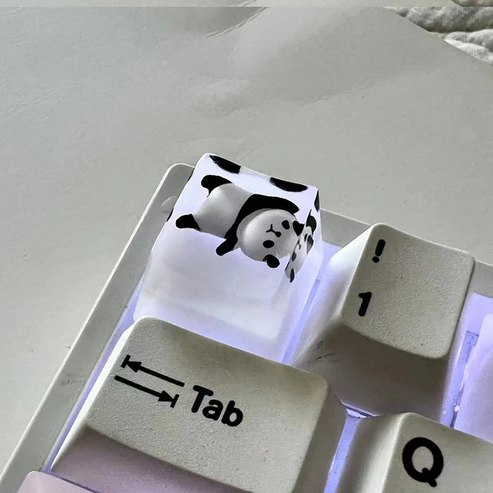1Pcs Cute Panda Pattern Keycap Resin Handmade Decoration Personality Esc R4 OEM Cute key cap mold Keycap for Mechanical Keyboard