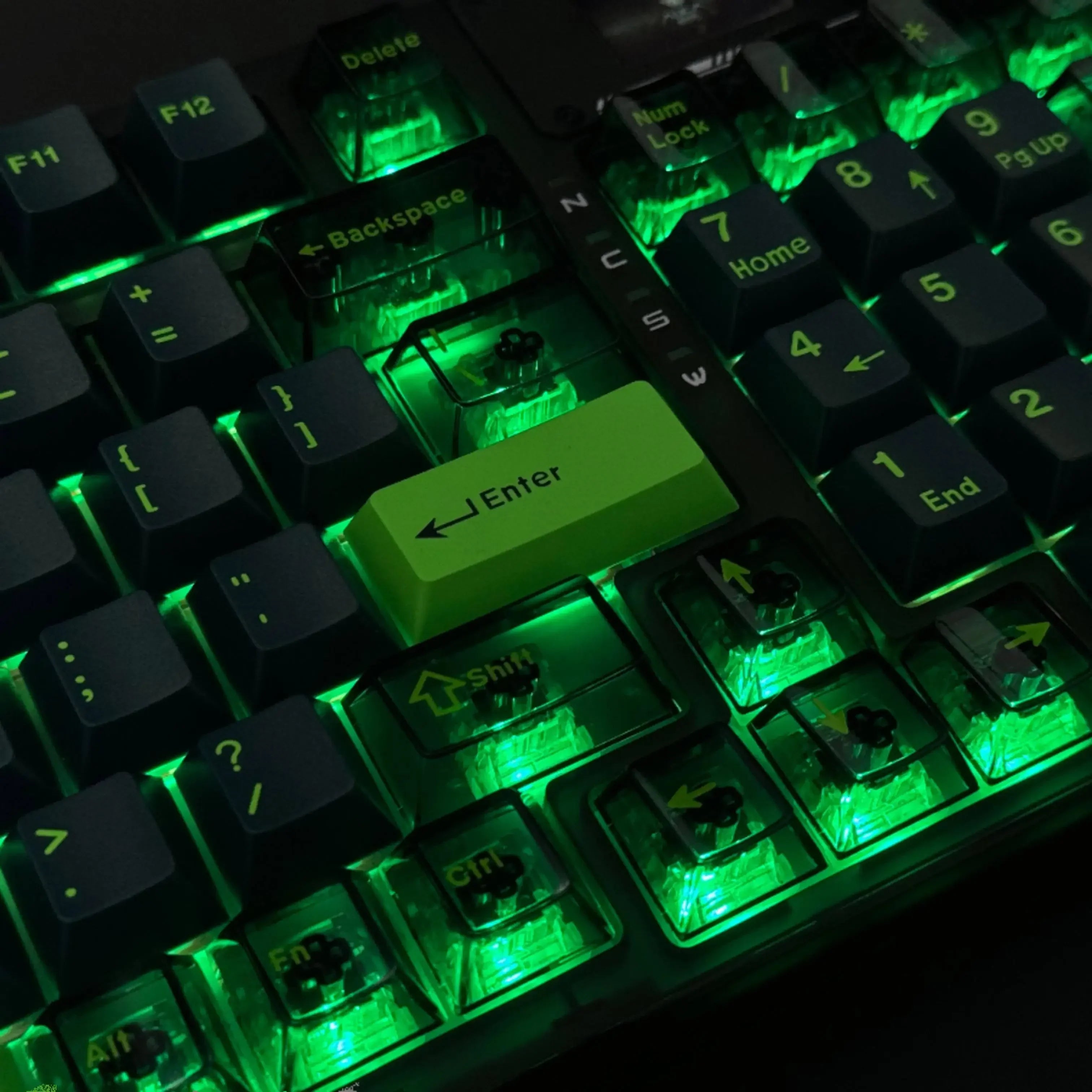 Cherry Profile Double Shot Keycaps 222 Keys ABS Keycaps Transparent PC Keycaps for Gateron MX Switches Mechanical Gamer Keyboard
