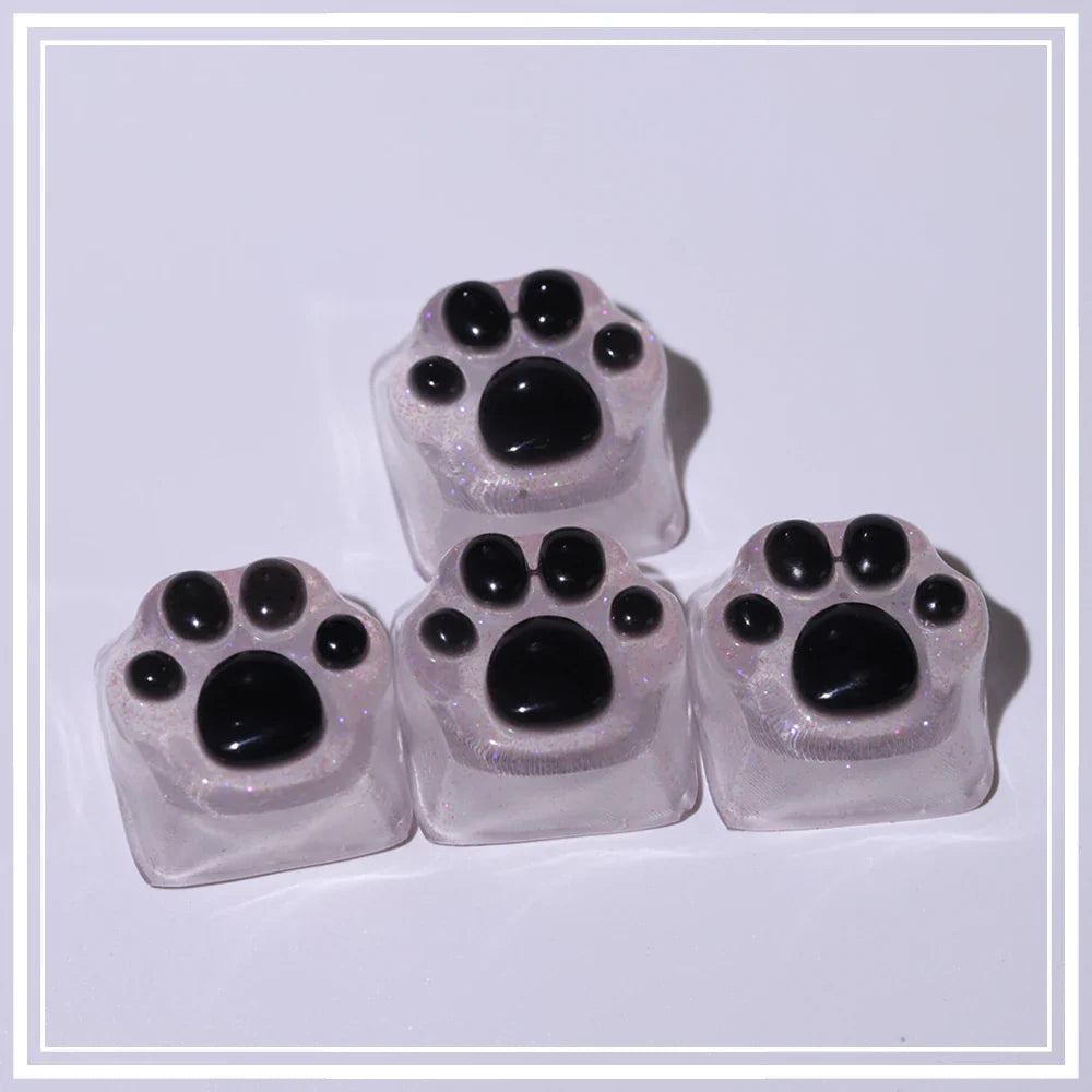 Purple Translucent Cat Paw Anime Kawaii Cute Keycap Cross Axis Backlit RGB Mechanical Keyboard Pink Cyan Custom ESC WASD Cap