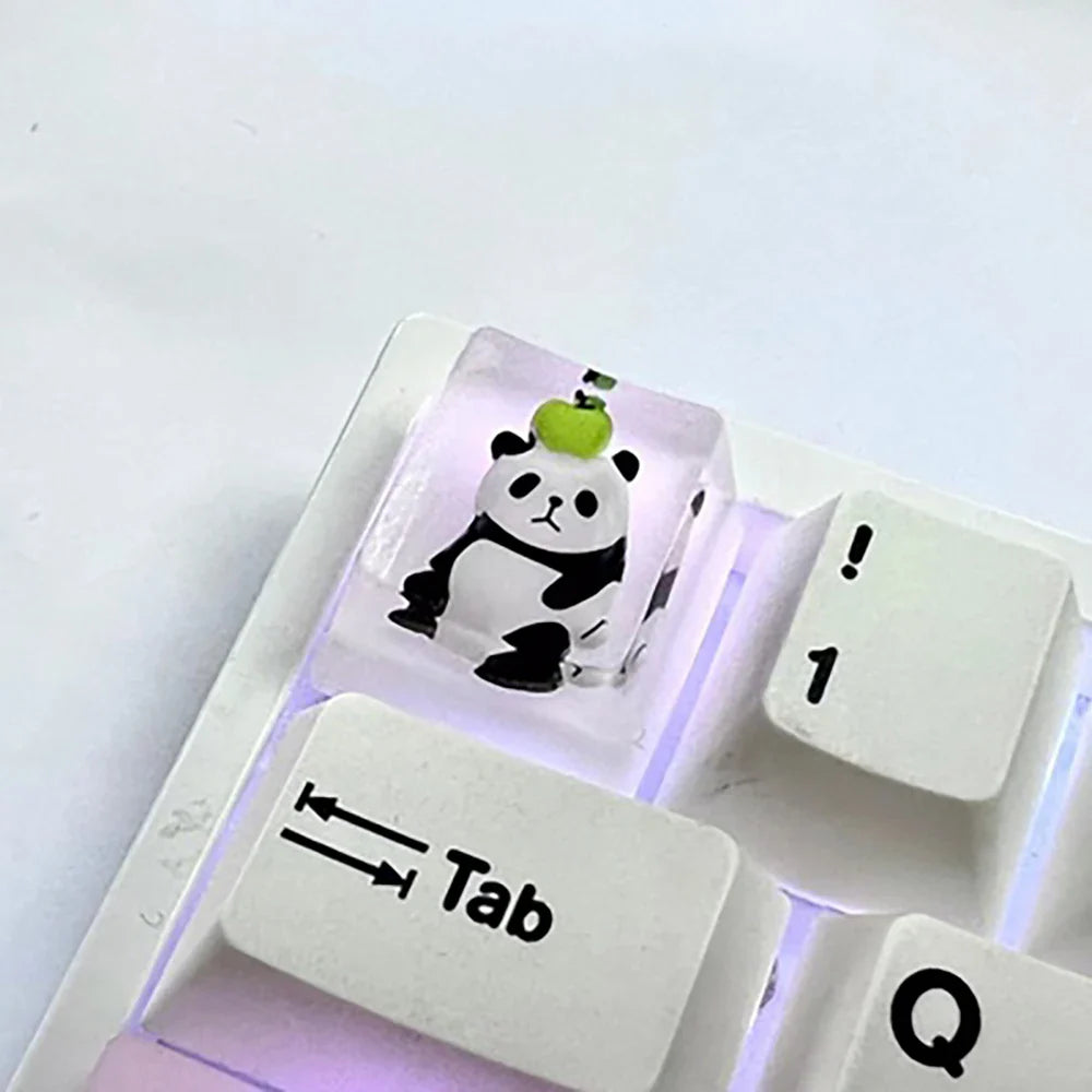 1Pcs Cute Panda Pattern Keycap Resin Handmade Decoration Personality Esc R4 OEM Cute key cap mold Keycap for Mechanical Keyboard