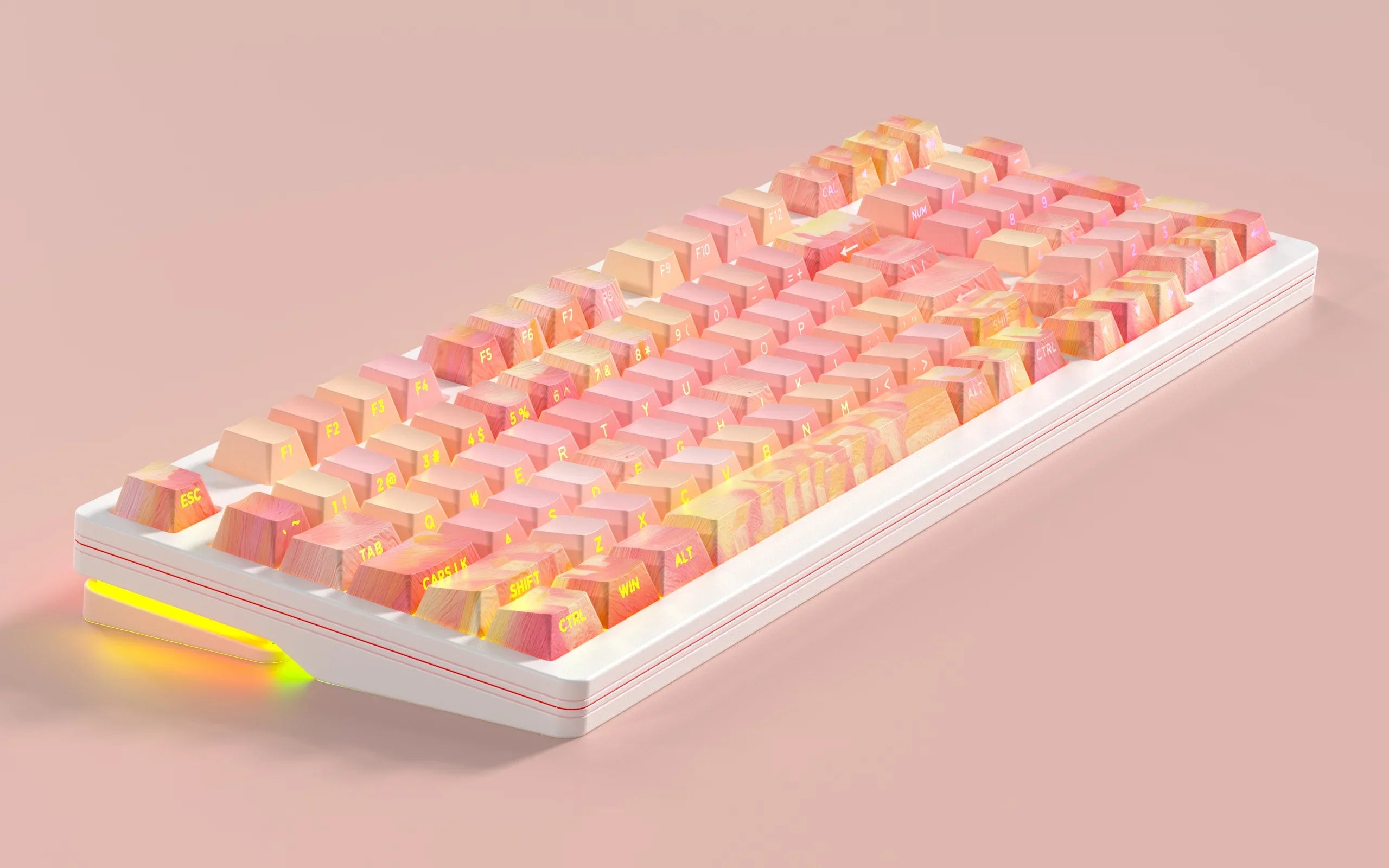 PIIFOX PBT OEM Profile Keycaps Thermal Sublimation 130 Keys Pink Thing Oil Painting Theme Transparent Translucent Side Engraving