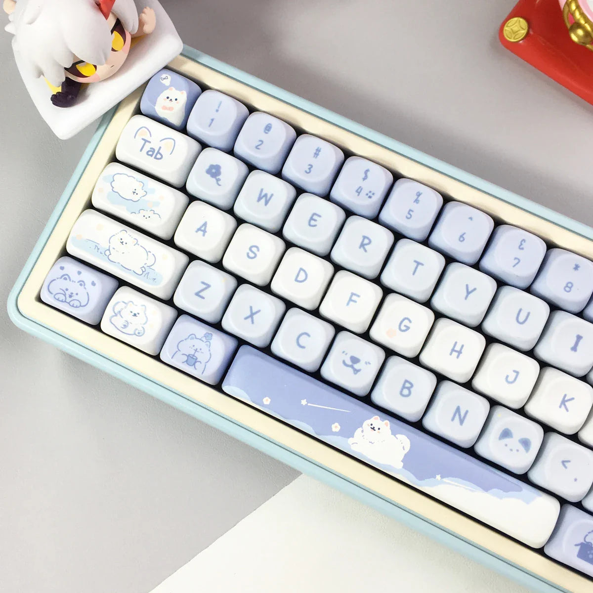 95 Keys/Set Key Caps Cartoon Puppy Cat Kitty MOA Profile PBT for DIY Custom Mechanical Gaming Keyboard Keycap Dye Sublimation