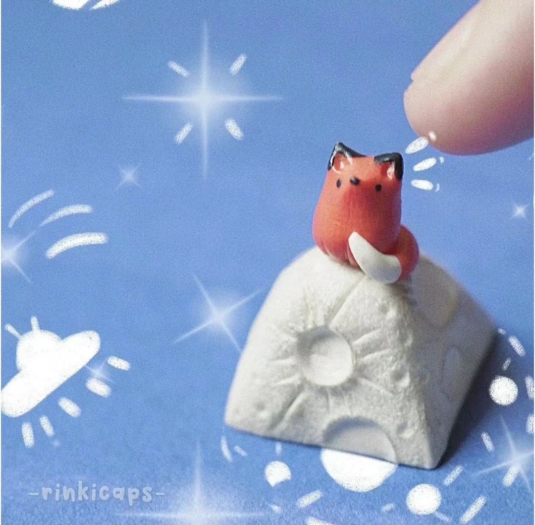 New Moon Fox Keycaps Little Prince Themed 1pcs Customized Creative Three-Dimensional Mechanical Keyboard Key Cap  Accessories